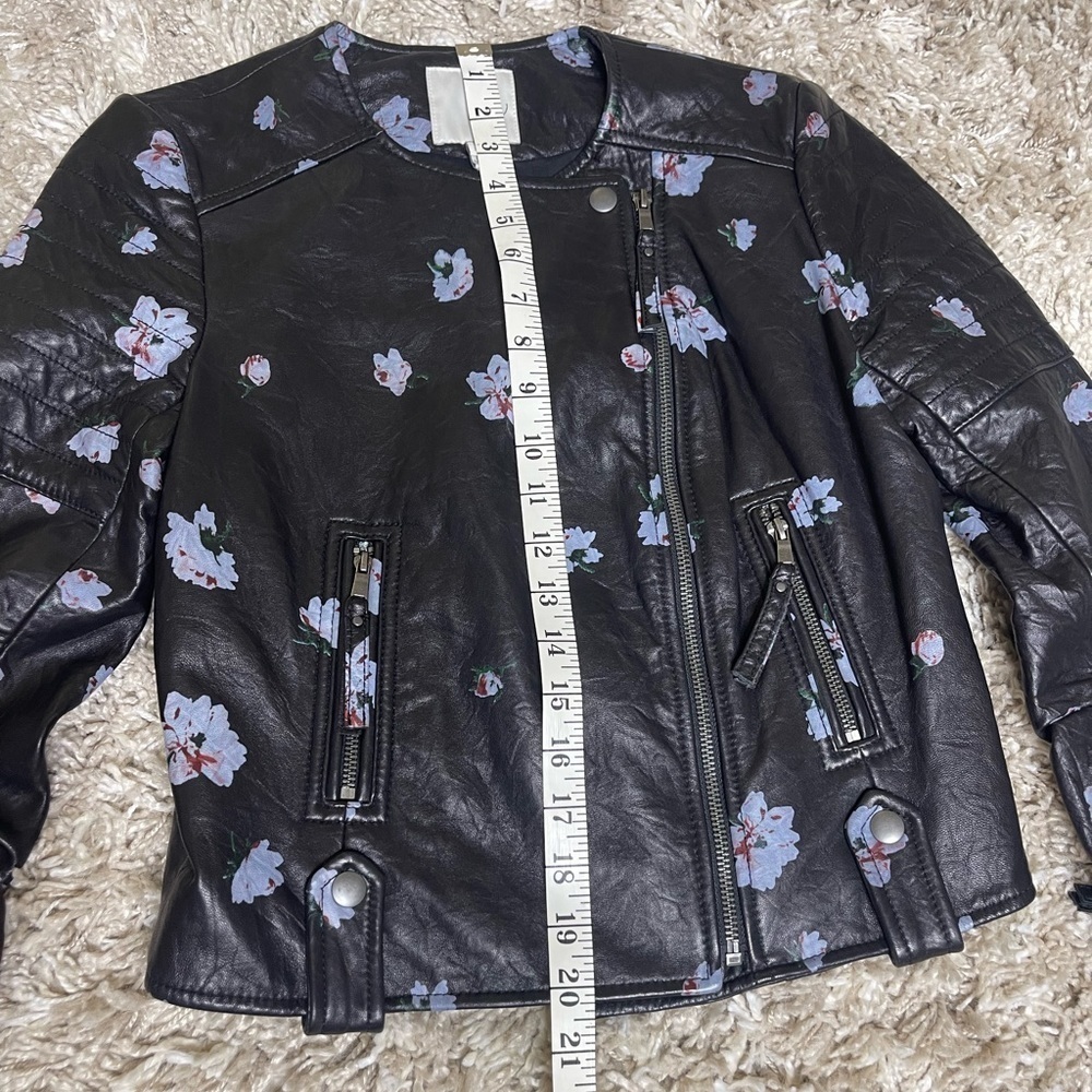NWOT Joie Thisbe Moto Black Floral Lamb Leather Jacket Size XS - Picture 3 of 16
